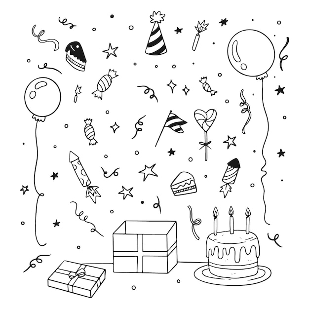 Ilustración de dibujo de confeti dibujado a mano
