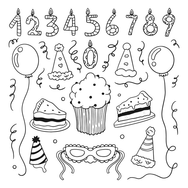 Ilustración de dibujo de confeti dibujado a mano