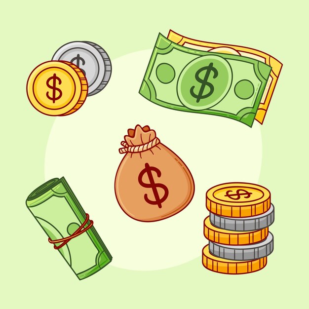 Ilustración de dibujo de dinero dibujado a mano