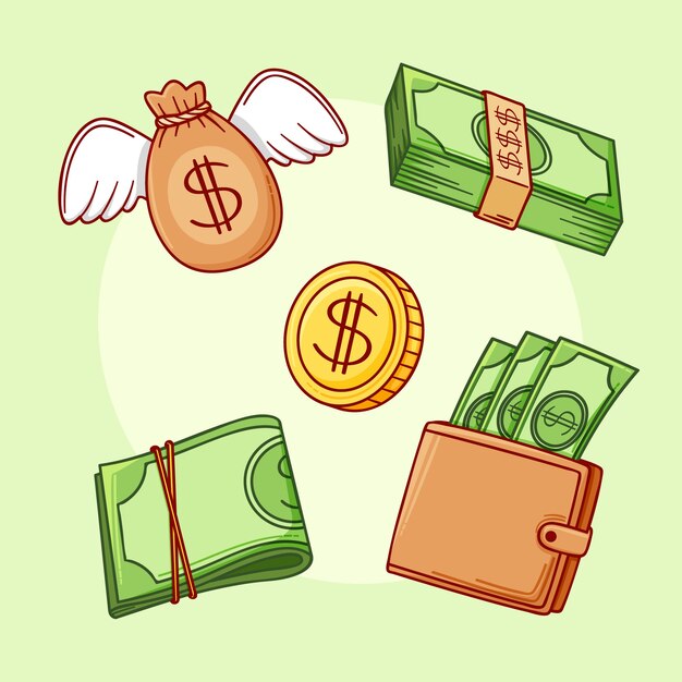 Ilustración de dibujo de dinero dibujado a mano