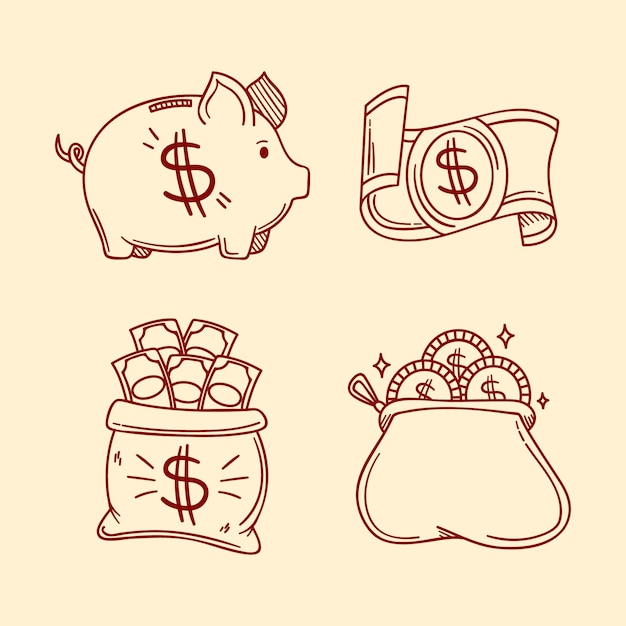 Ilustración de dibujo de dinero dibujado a mano