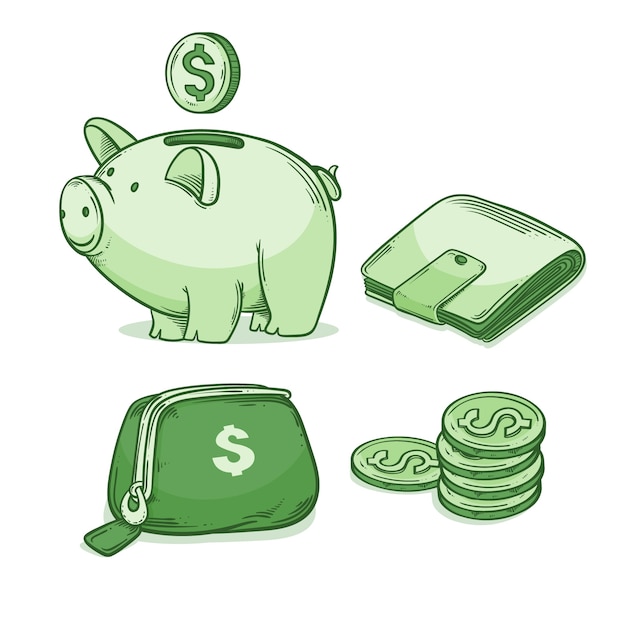 Ilustración de dibujo de dinero dibujado a mano