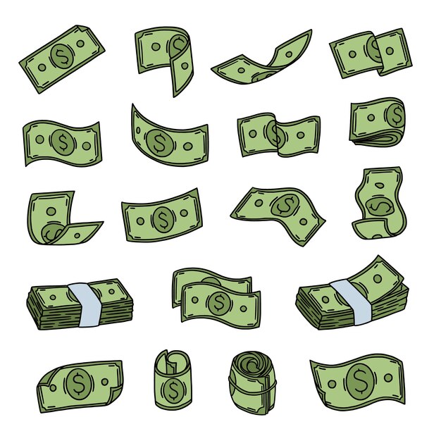 Ilustración de dibujo de dinero dibujado a mano