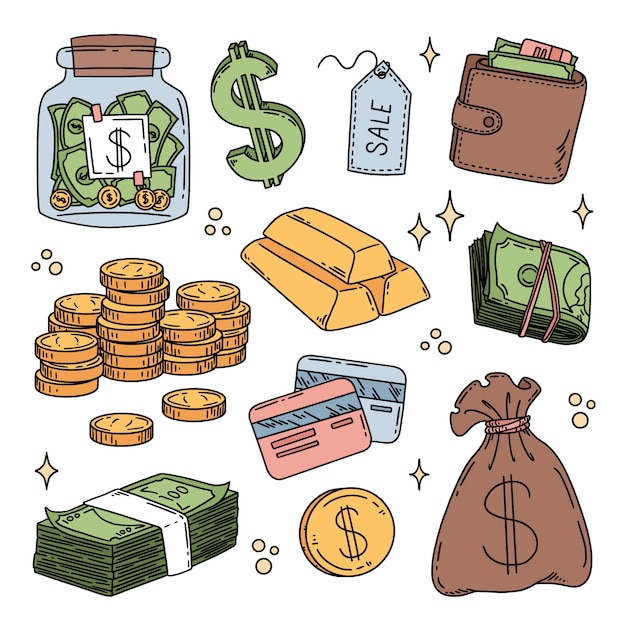 Ilustración de dibujo de dinero dibujado a mano