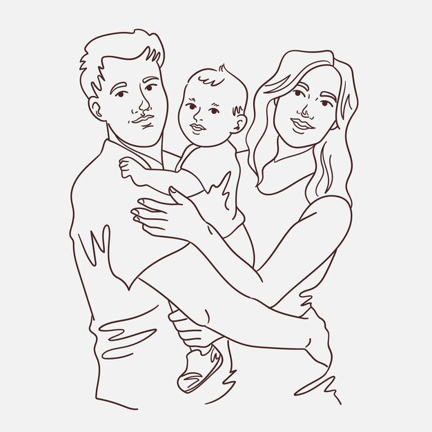 Ilustración de dibujo familiar dibujado a mano