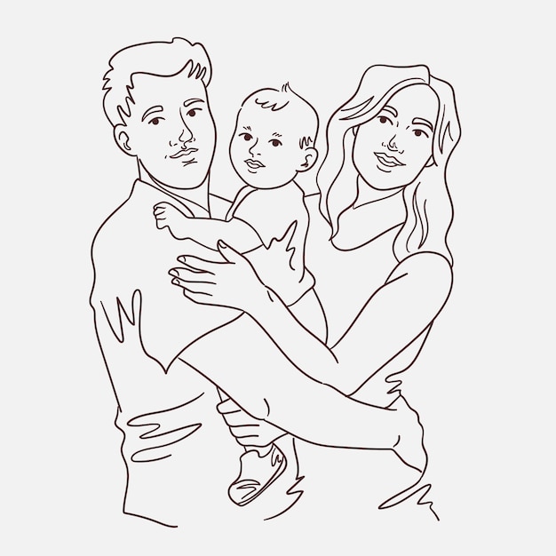 Ilustración de dibujo familiar dibujado a mano
