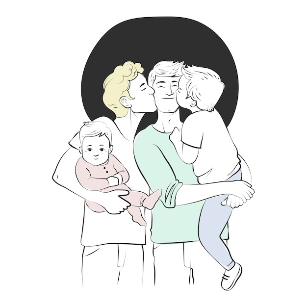 Ilustración de dibujo familiar dibujado a mano