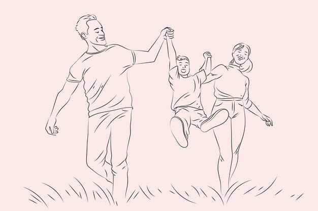 Ilustración de dibujo familiar dibujado a mano