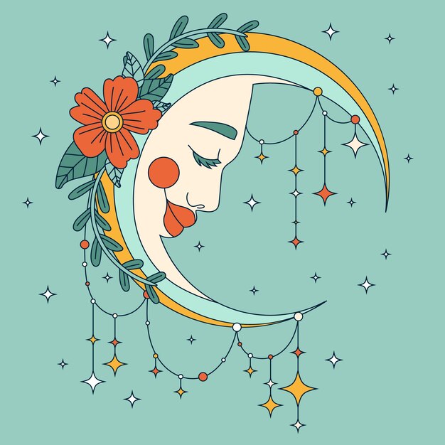 Ilustración de dibujo de luna creciente