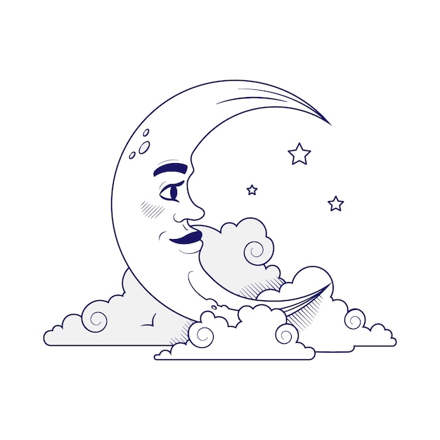 Ilustración de dibujo de luna creciente