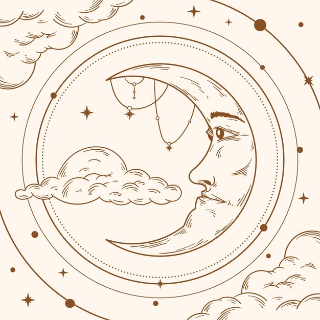 Ilustración de dibujo de luna creciente