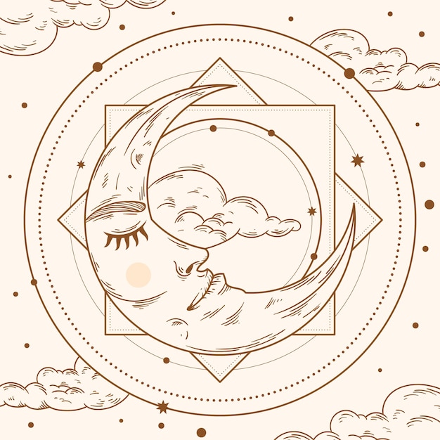 Ilustración de dibujo de luna creciente