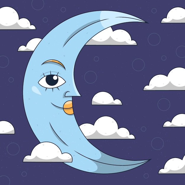 Vector gratuito ilustración de dibujo de luna creciente