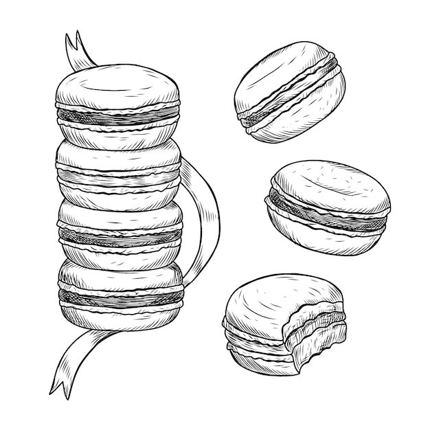 Ilustración de dibujo de macarrón dibujado a mano