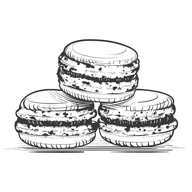 Ilustración de dibujo de macarrón dibujado a mano