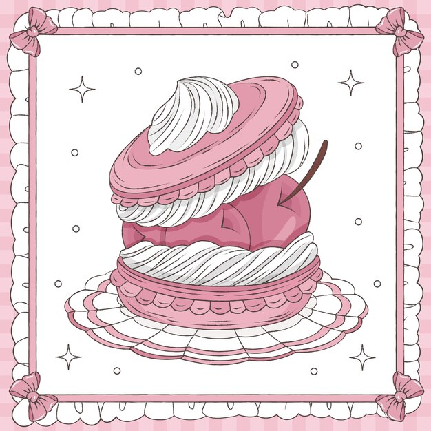Ilustración de dibujo de macarrón dibujado a mano