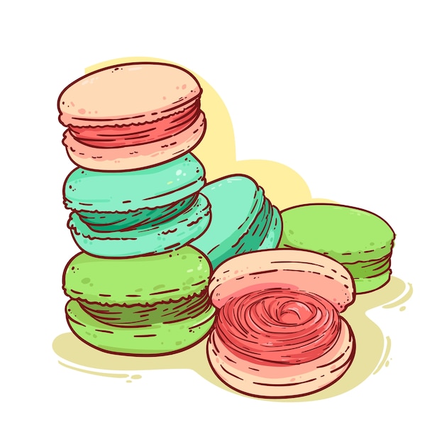 Ilustración de dibujo de macarrón dibujado a mano