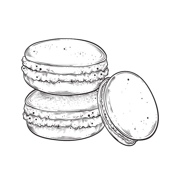 Ilustración de dibujo de macarrón dibujado a mano