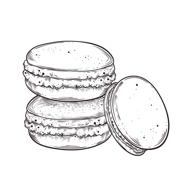Ilustración de dibujo de macarrón dibujado a mano