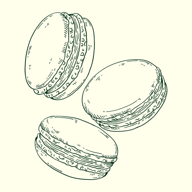Ilustración de dibujo de macarrón dibujado a mano
