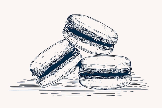 Ilustración de dibujo de macarrón dibujado a mano