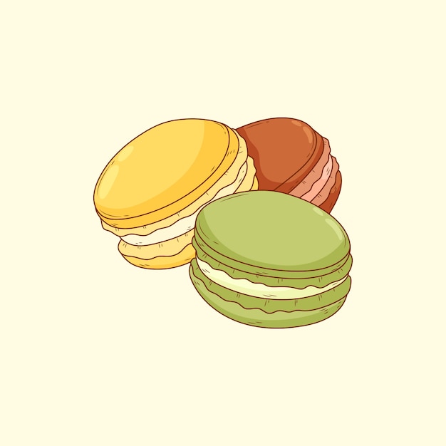 Ilustración de dibujo de macarrones dibujados a mano