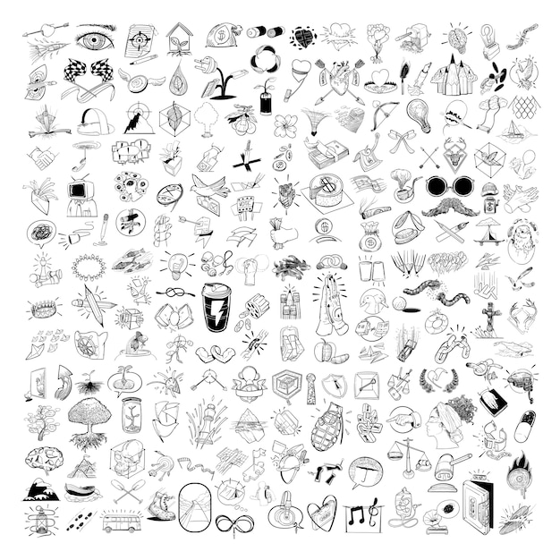 Ilustración de dibujo de mano conjunto mixto de estilo de vida