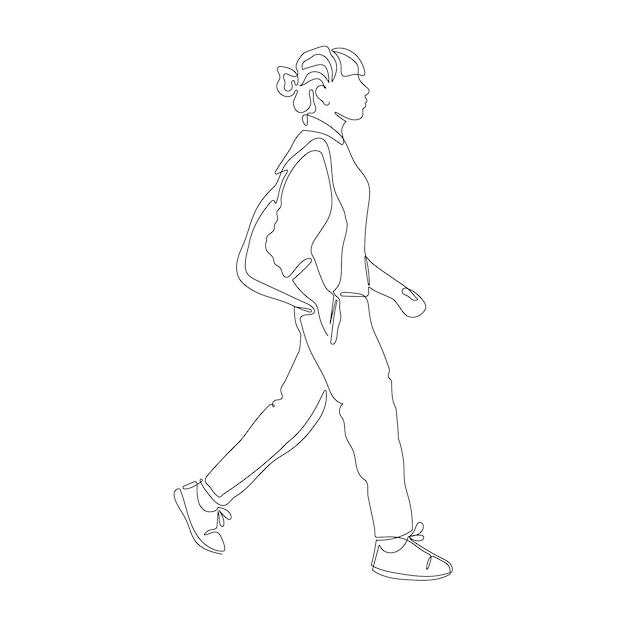 Ilustración de dibujo de mujer caminando dibujada a mano