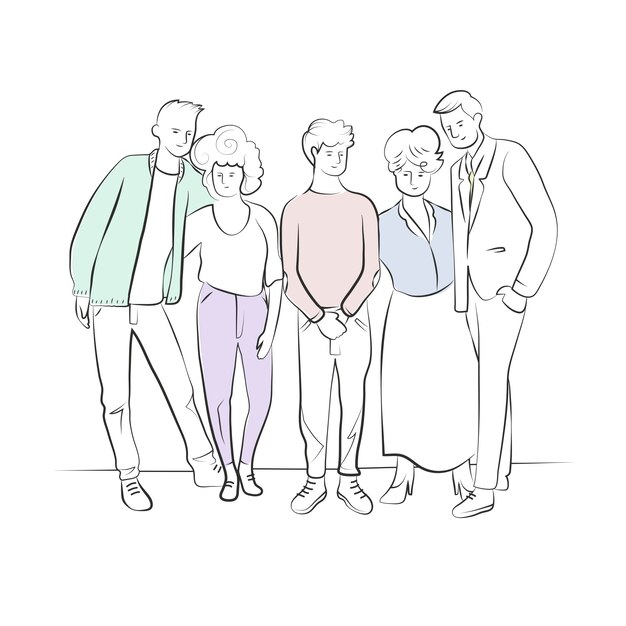 Ilustración de dibujo de multitud dibujada a mano