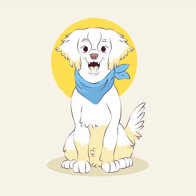 Vector gratuito ilustración de dibujo de perro de bandana dibujado a mano