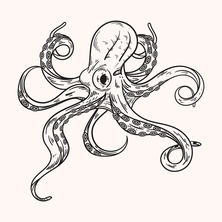 Vector gratuito ilustración de dibujo de pulpo dibujado a mano