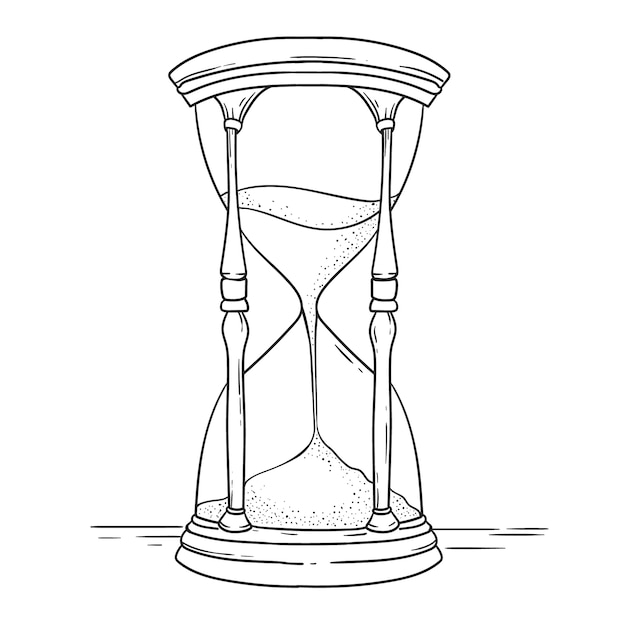 Ilustración de dibujo de reloj de arena dibujada a mano