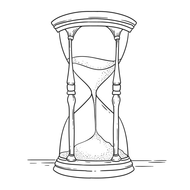 Ilustración de dibujo de reloj de arena dibujada a mano
