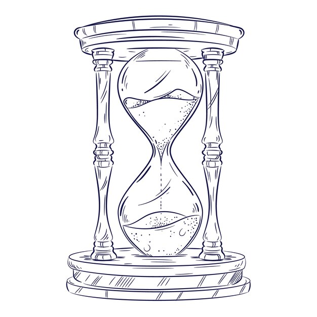 Ilustración de dibujo de reloj de arena dibujada a mano