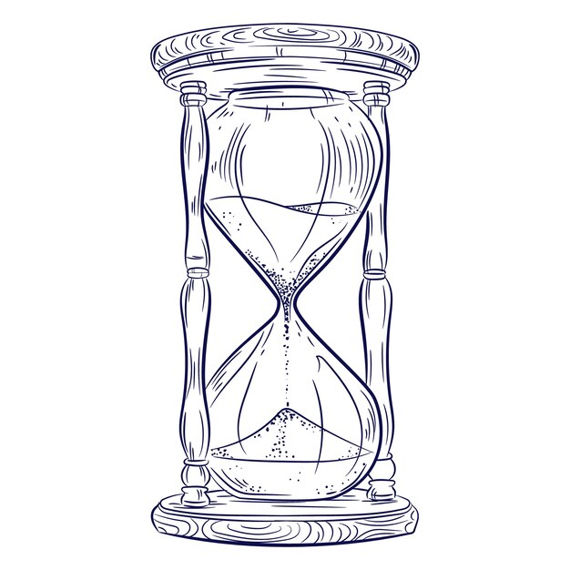 Ilustración de dibujo de reloj de arena dibujada a mano
