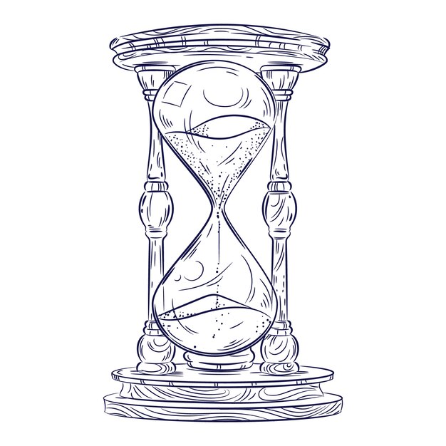 Ilustración de dibujo de reloj de arena dibujada a mano