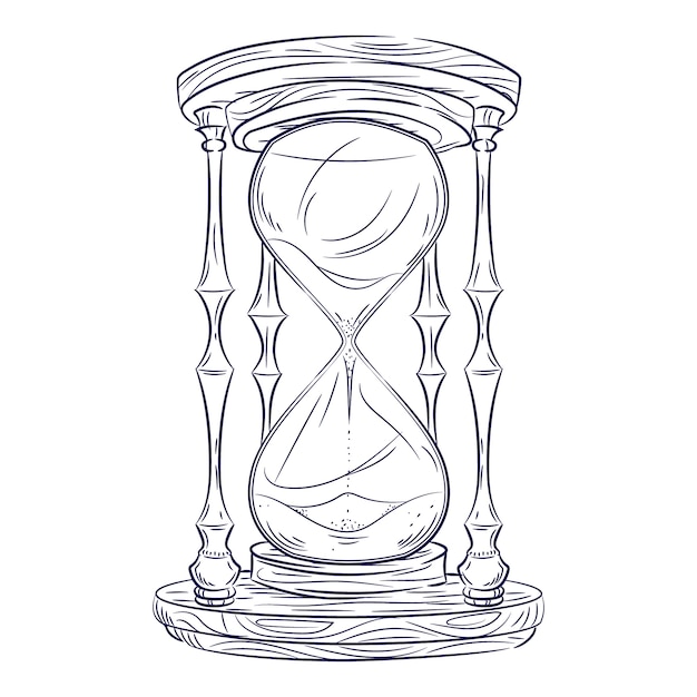 Ilustración de dibujo de reloj de arena dibujada a mano
