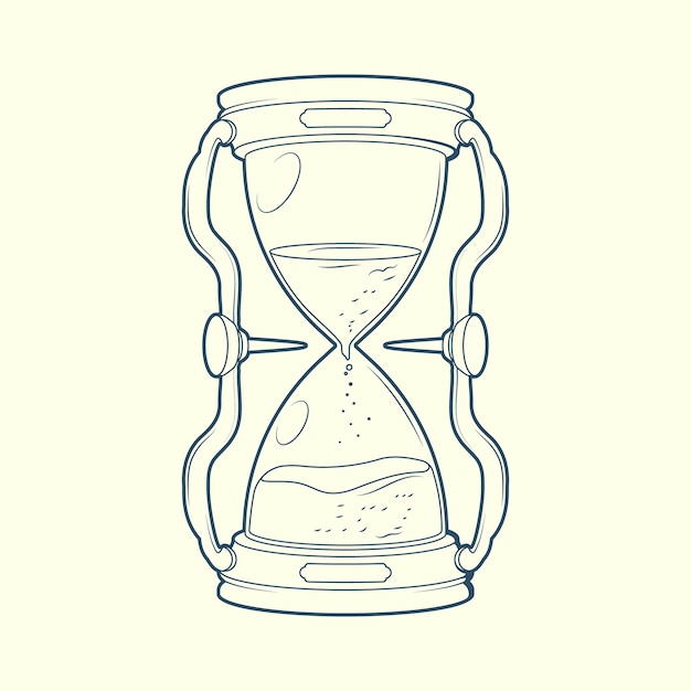 Ilustración de dibujo de reloj de arena dibujada a mano