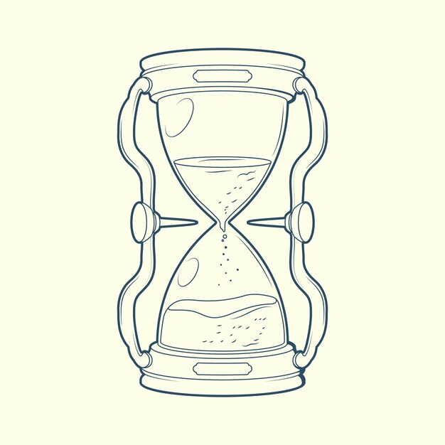 Ilustración de dibujo de reloj de arena dibujada a mano