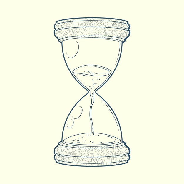 Ilustración de dibujo de reloj de arena dibujada a mano