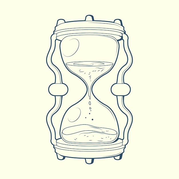 Ilustración de dibujo de reloj de arena dibujada a mano