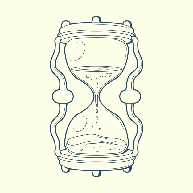 Ilustración de dibujo de reloj de arena dibujada a mano