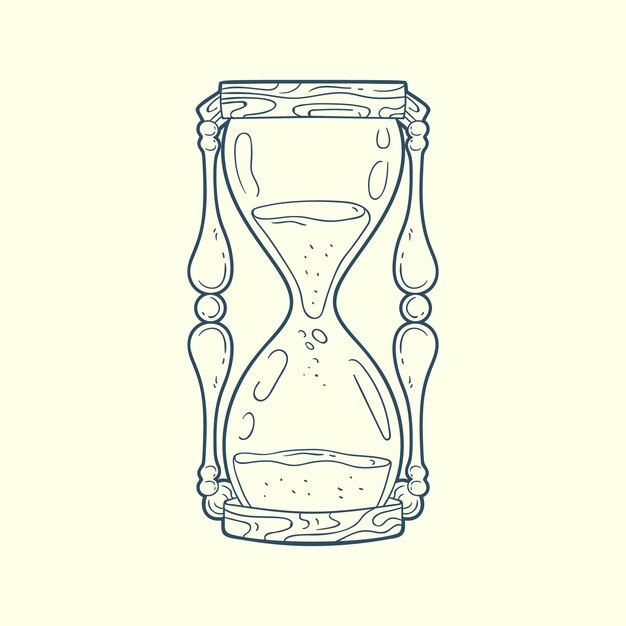 Ilustración de dibujo de reloj de arena dibujada a mano
