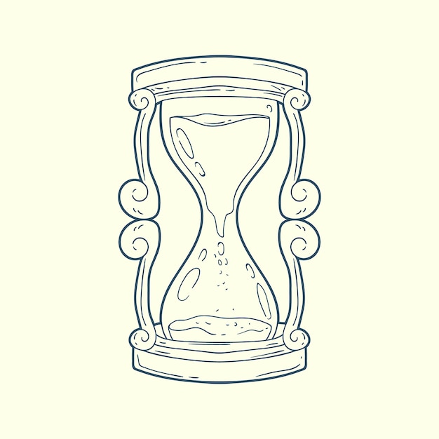 Ilustración de dibujo de reloj de arena dibujada a mano