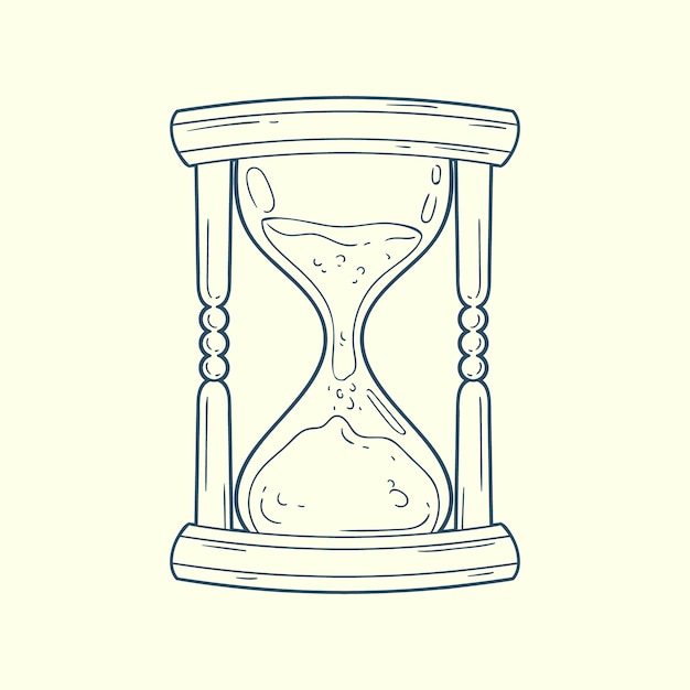Ilustración de dibujo de reloj de arena dibujada a mano