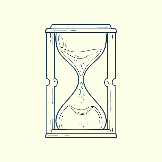 Ilustración de dibujo de reloj de arena dibujada a mano