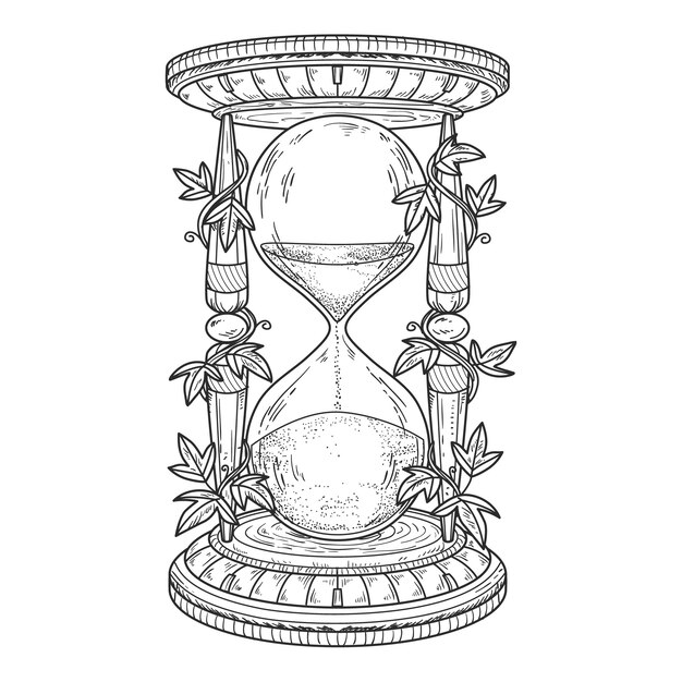 Ilustración de dibujo de reloj de arena dibujada a mano