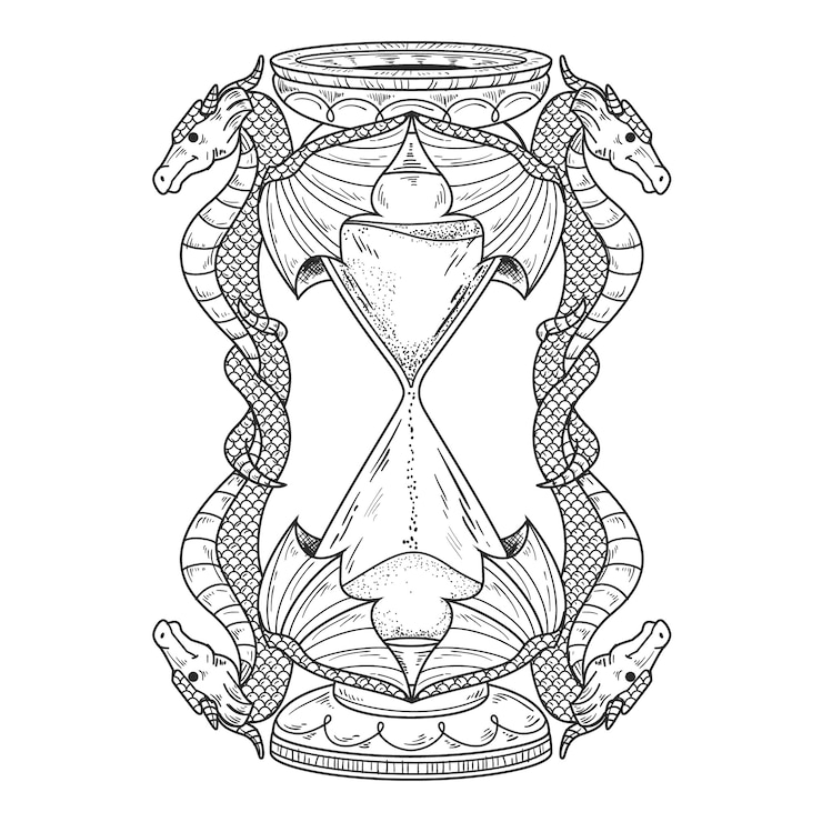 Vector gratuito ilustración de dibujo de reloj de arena dibujada a mano
