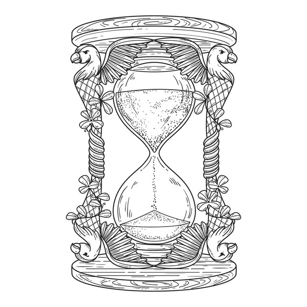 Ilustración de dibujo de reloj de arena dibujada a mano