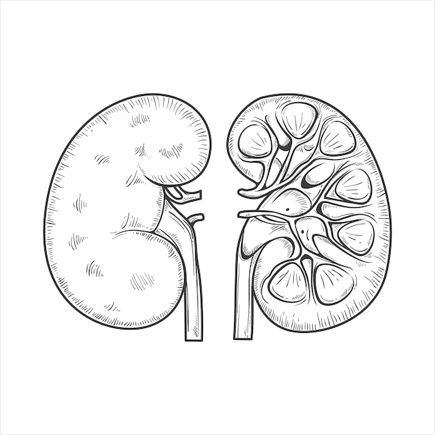 Ilustración de dibujo de riñón dibujado a mano